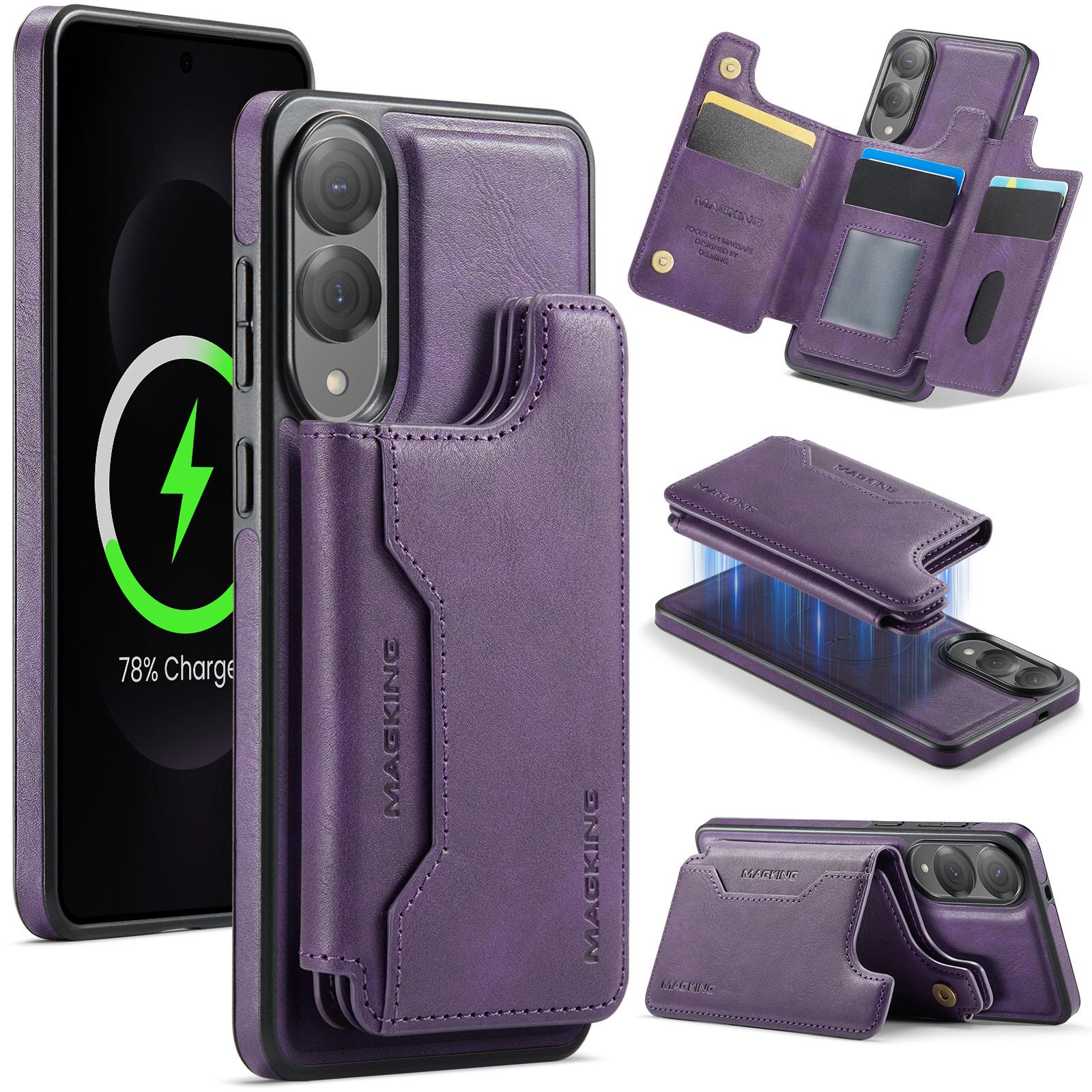 

MAGKING K3 Series For Samsung Galaxy S25 Edge Case Compatible with MagSafe Wallet PC+TPU+PU Phone Cover Purple
