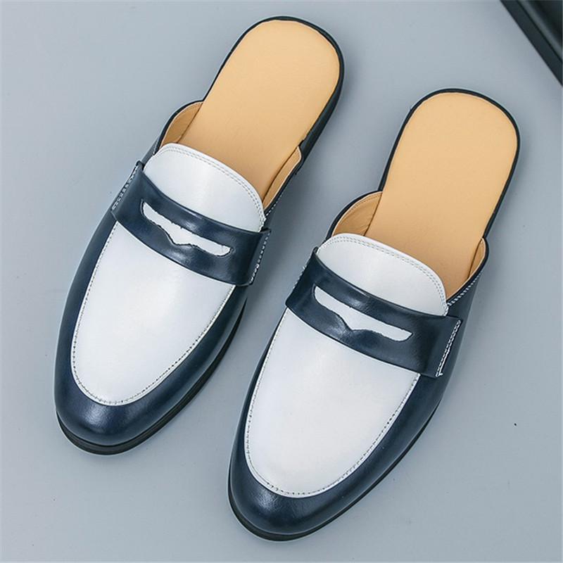 

Летние шлепанцы класса люкс, мужские повседневные мюли, обувь слипоны, модные полулоферы на платформе, мужские легкие кожаные сандалии 46