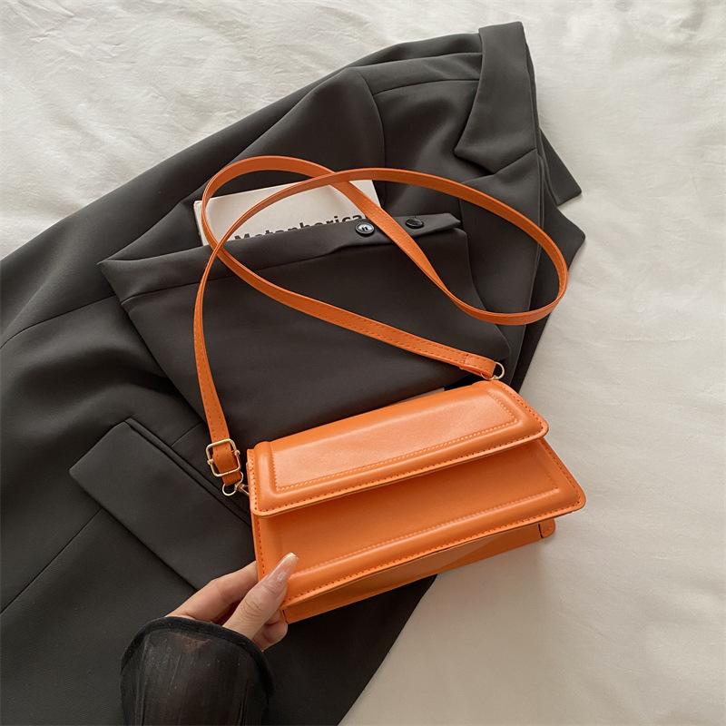 

Повседневная сумка-раскладушка через плечо 2025 лето новая повседневная сумочка модная простая конфетного цвета маленькая квадратная сумка оранжевый