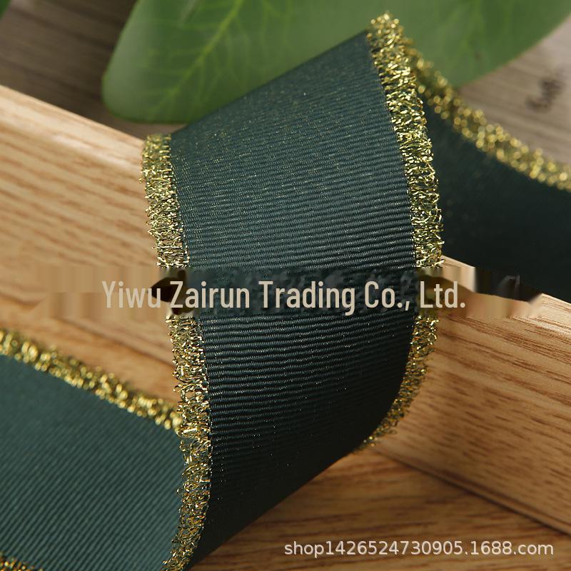 

Блестящая лента с золотой окантовкой для аксессуаров и украшений для волос 15mm (50 yards) темно-зеленого