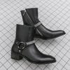 Fashion Classic Black Fashionable Mens Breathable Side Zipper High Top Boots Autumn Men Comfortable Pointed Western Cowboy Outdoor Boots