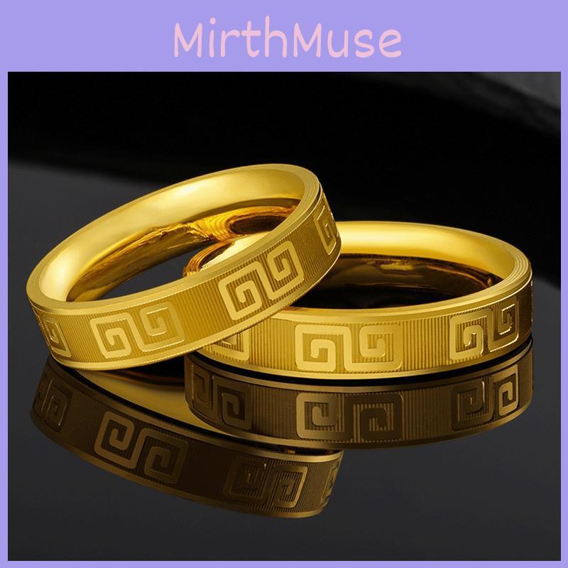 Luxurious Gold Plated Vietnamese Ring Stylish Retro Pattern Unisex Design For Celebrations Special