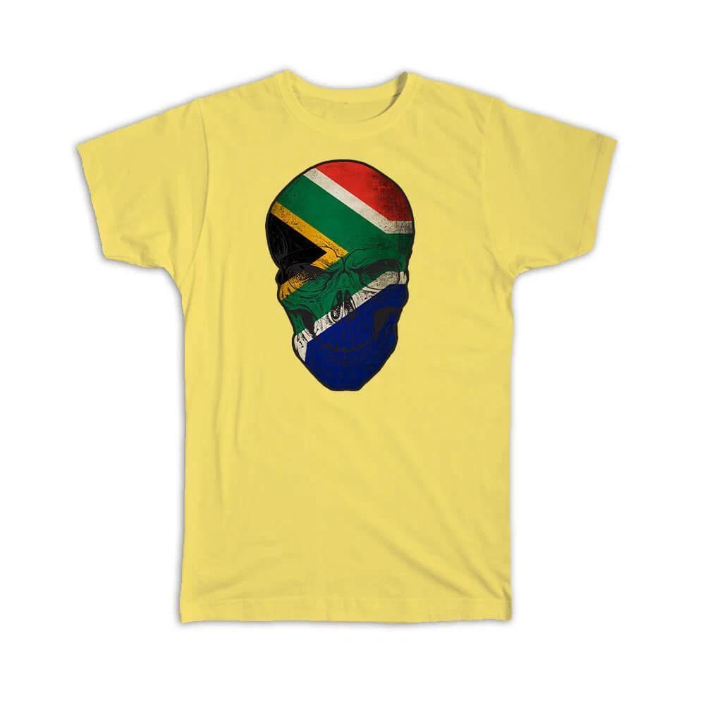 Gift T-Shirt : South Africa Flag Skull African National Colors L