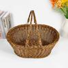Portable Woven PP Basket Groceries Fruits Picnics Home Storage Large Small Dark