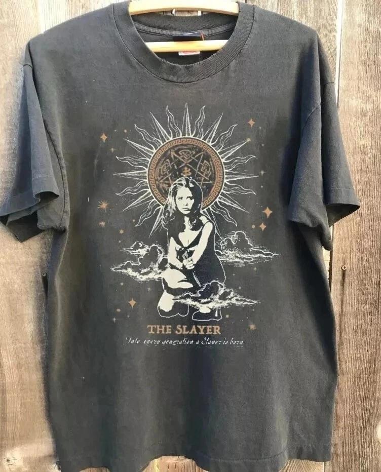 Buffy The Vampire Slayer Horror Movie Charcoal Cotton T-shirt Reprint M