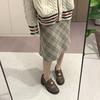 Grape Home~ Cowhide version, genuine leather British style round head small gold coin one pedal thick heel thick sole loafer leather shoes women