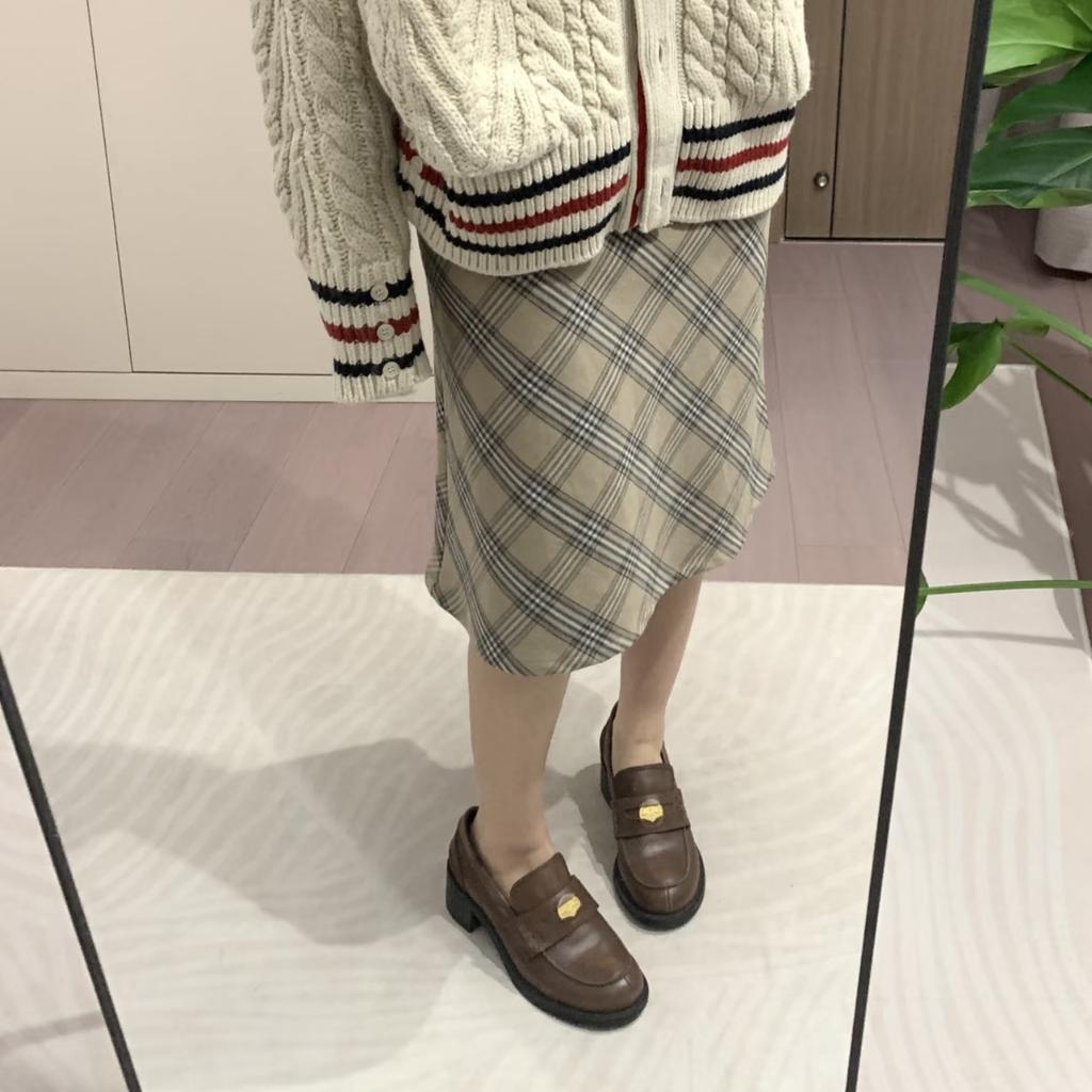 Grape Home~ Cowhide version, genuine leather British style round head small gold coin one pedal thick heel thick sole loafer leather shoes women