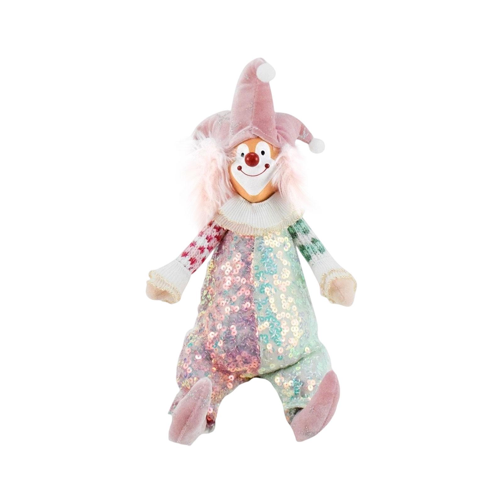 

Clown Collectibles Resin Face Clown Glitter Color Blocked Christmas Puppet Clown Sitting Position One Size