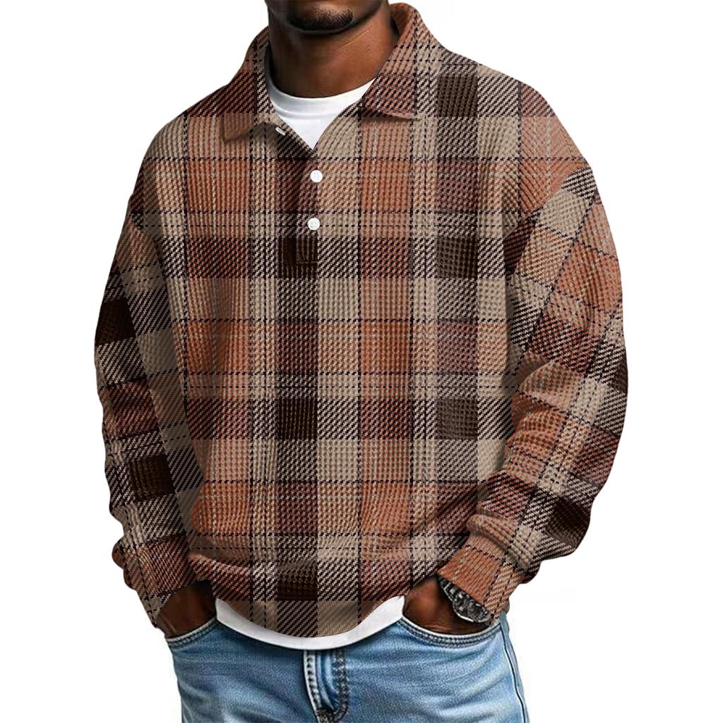 Men Casual Button Down Shirt Golf Pullover V Neck Stand Collar Fashion Fall Sweatshirt