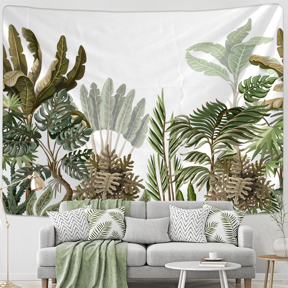 Tapiserie cu plante și animale tropicale agățat pe perete psihedelic peisaj misterios estetică camera de zi Decor de perete