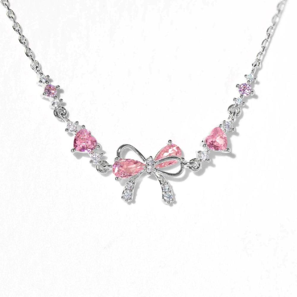 Bow Heart Zircon Bracelet for Women Simple Trendy Design Unique Cute Sweet Fashion Jewelry