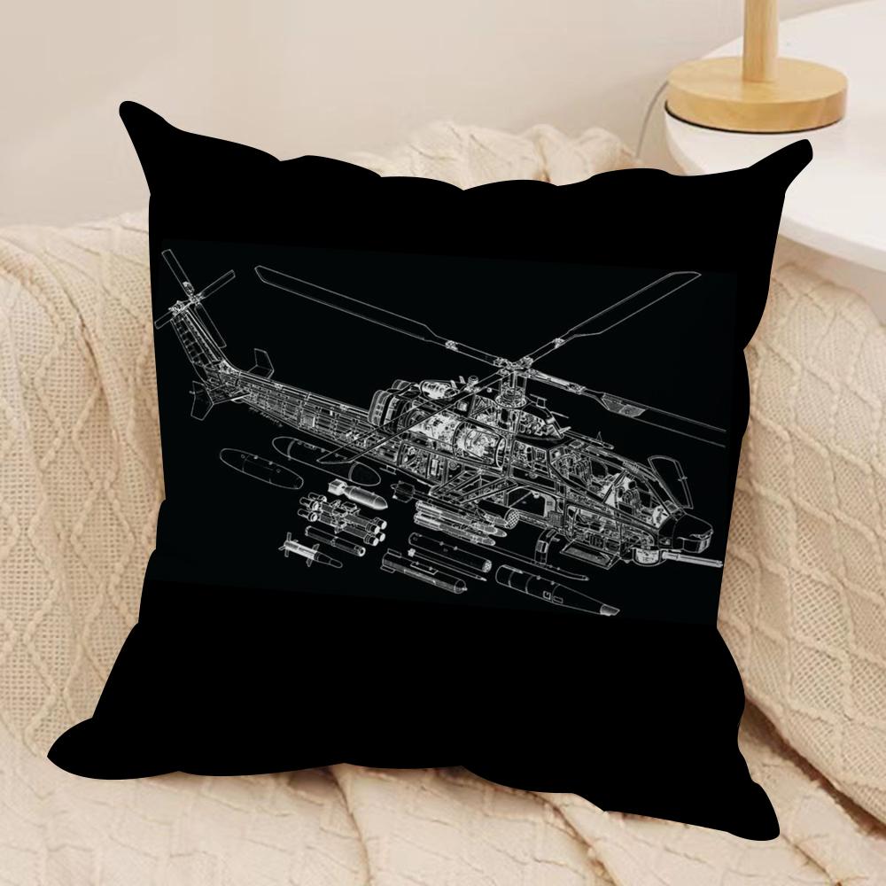 Airplane Pattern Cushion Cover Soft Plush Fabric Double-Sided Printed Sofa Cushion Cover for All Seasons Home Decor Gift