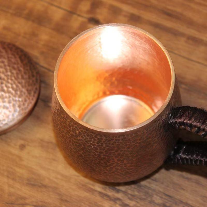 Vintage Pure Copper Cup,Coffee Mug Engraving Hammer Texture Woven Handle 500 ml Moscow Mule Tumbler Mug,Tea Water Cup Tableware