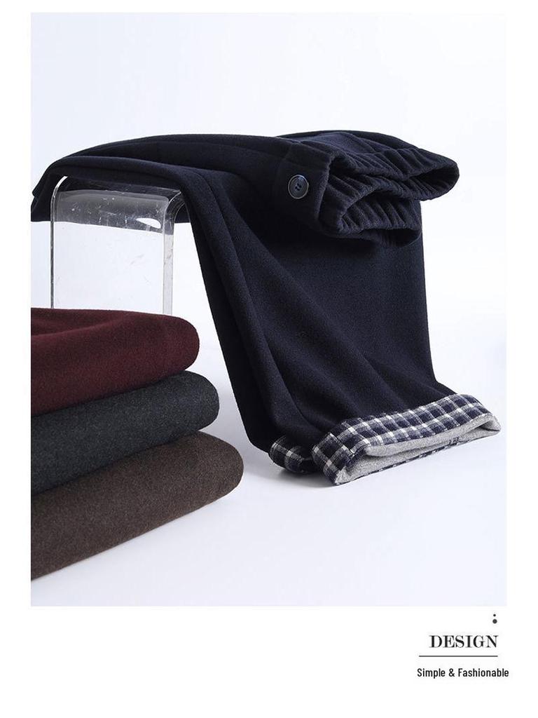 Brand Wool Women's High-Quality Casual High Waist Straight Leg Pants - Simple Luxurious Slimming Drape Design