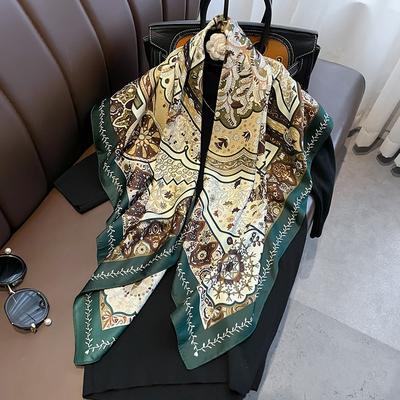 Neuer Köper-Quadratseidenschal für Damen Design Blumendruck Wickeltücher Stolen Hijab Foulard Stirnband Mode Damen Schal Bandana