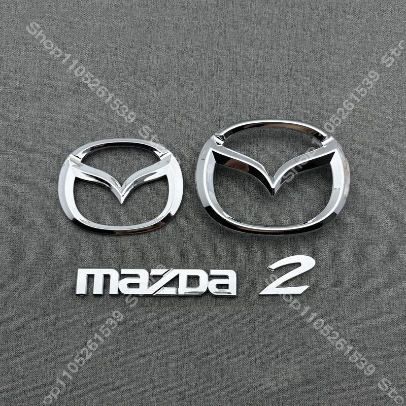 Car Front Grille Decorative Front Rear Stickers Badge Accessories for MAZDA2 Glossy black Bright silver 3D badge MAZDA2 Styling WGWE