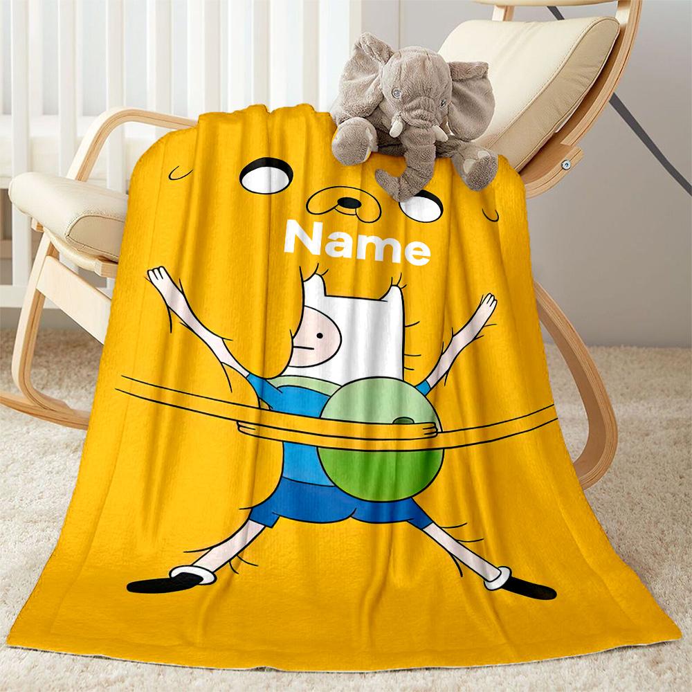Adventure Time Faces Personalized Text Blanket Multi-purpose Customizable Blanket Ultra-Soft Great for Office Chair Picnics Nap