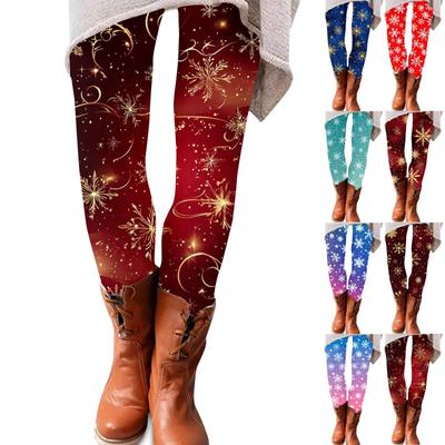 Women's Pants Christmas Printed Stretchy Soft Bottoms Casual Home Sleeping Pants