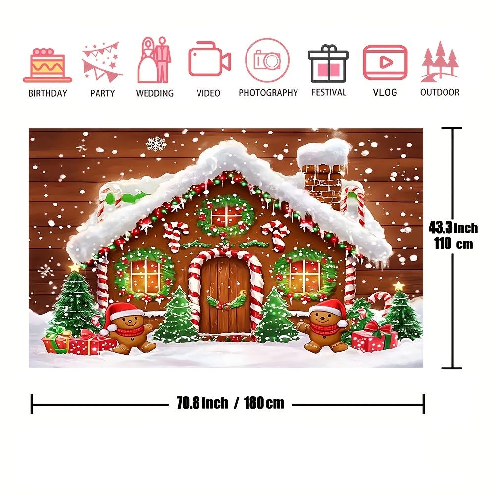 1Pcs Sparkling Gingerbread House Tree Decoration Background Winter Backdrop For Photo Studio Photo Booth Party