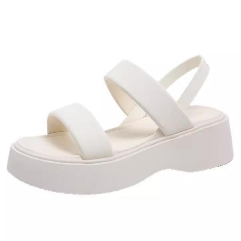 A New Style of Simple and Creamy Thick-soled Beach Shoes for Women