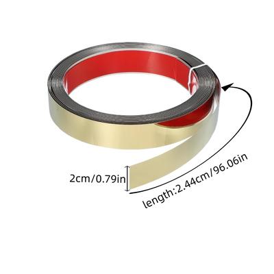 1pc 2.44mX2cm Wall Molding Trim Stainless Steel Toe Kick Cover Peel and Stick Baseboard Plate Glossy Metal Baseboard Molding