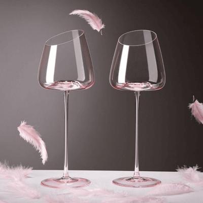 French Pink Flamingo Red Wine Glasses Set Crystal Glass Goblet Creative Inclined Mouth Concave Bottom Champagne Wine Cup