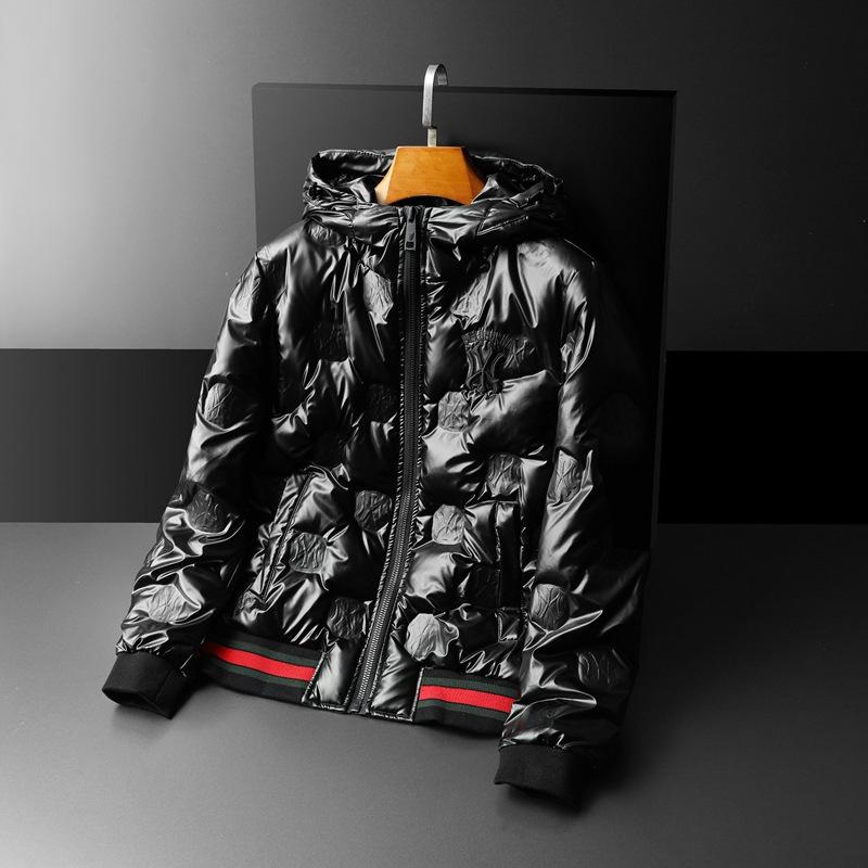 2023 European Trendy Men's Glossy Hooded Down Jacket - Warm White Duck Down, Plus Size