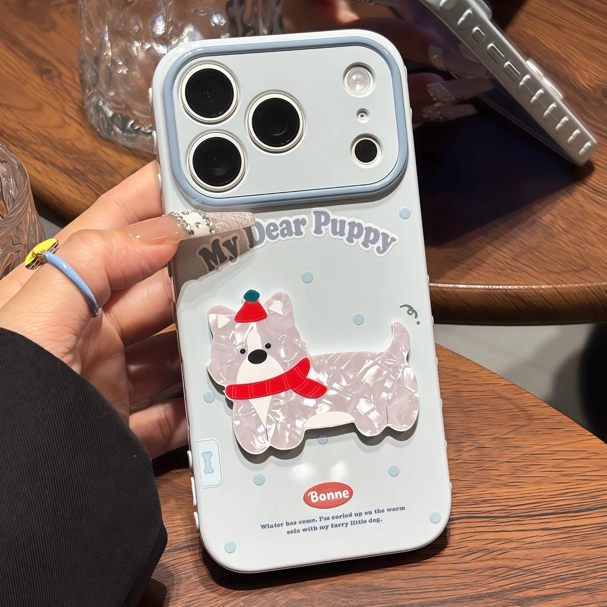 

Sweater Scarf for Small Dogs with Heart Window Phone Case for iPhone 16/15 Pro & Apple 17 Pro Max iPhone 16