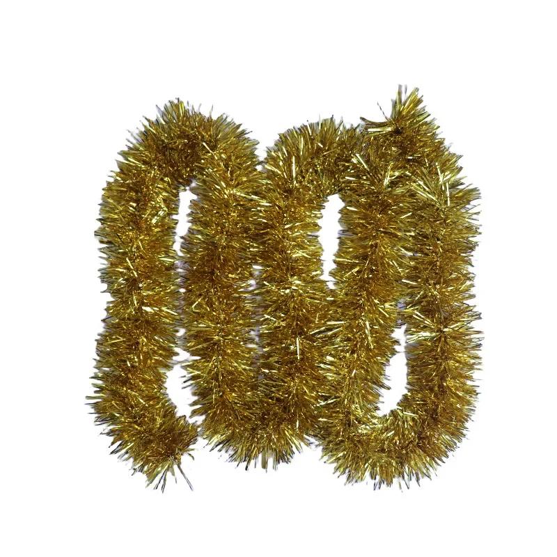 2M Christmas Tinsel Ribbon Garland Gold Silver Color Decorative Tinsel Strips Home Wedding Birthday Party Wall Door Decor