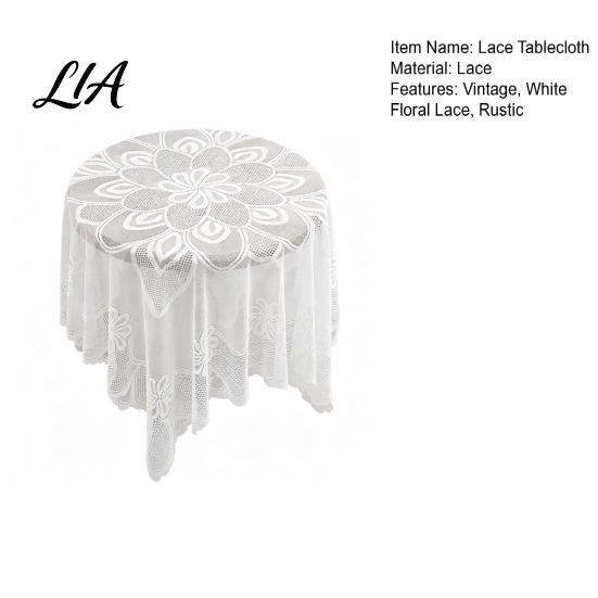 Vintage Lace Tablecloth White Floral Tablecloth, Rustic Boho Table Cover, Foldable Dining Cloth for Wedding Bridal Shower Party Decoration Decorative