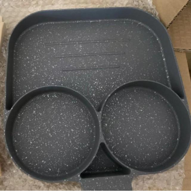 "Non-Stick Maifan Stone Omelette Pan - 4-Hole Mini Breakfast and Pancake Pan"