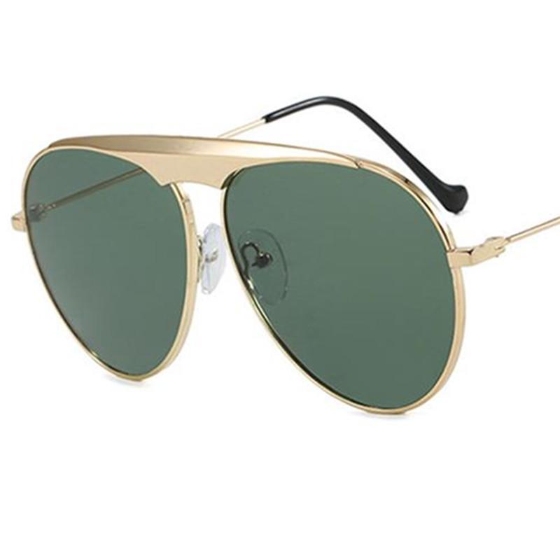 Fashion Pilot Sunglasses Personality Sun Glasses Anti-UV Spectacles Retro Single Beam Eyeglasses Oversize Frame Ornamental