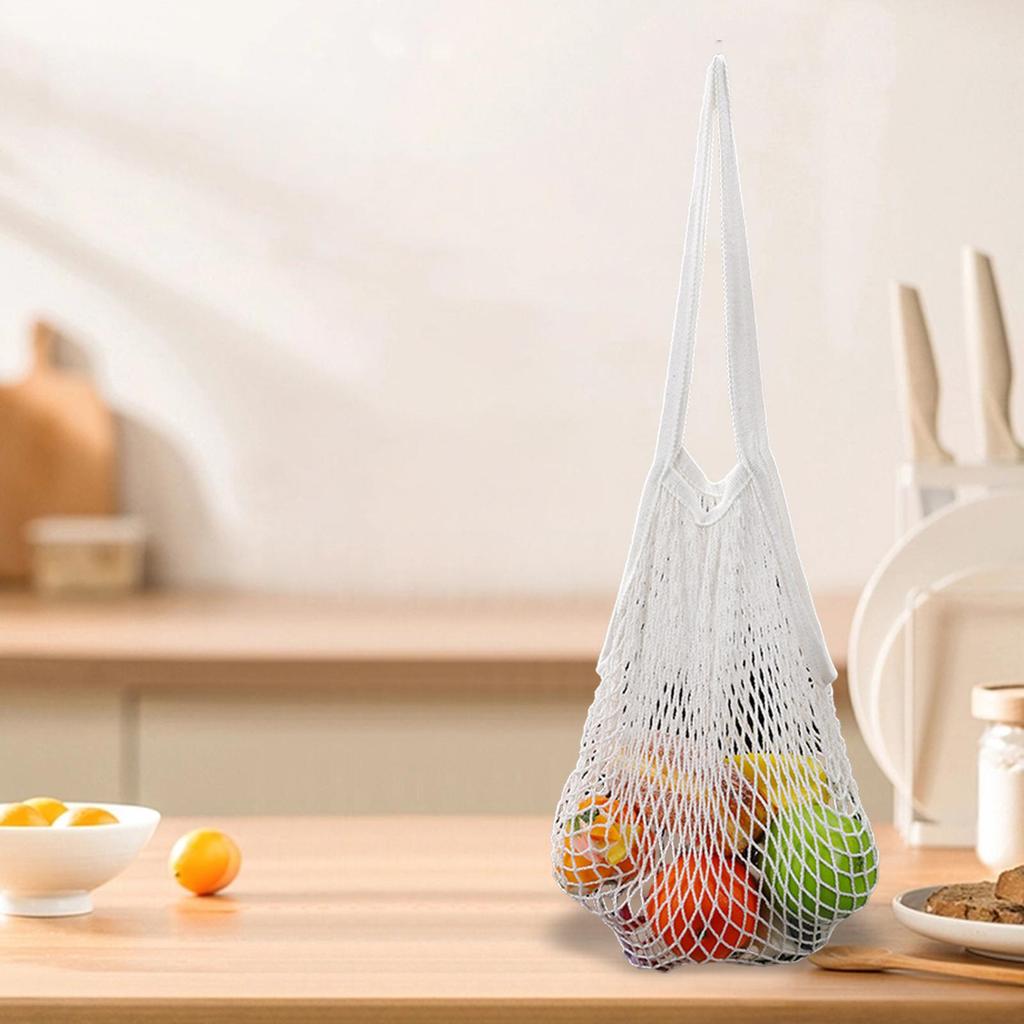 4 Pieces Grocery Shopping Net Bag Cotton Mesh Accessories Portable Easy to Use Netted