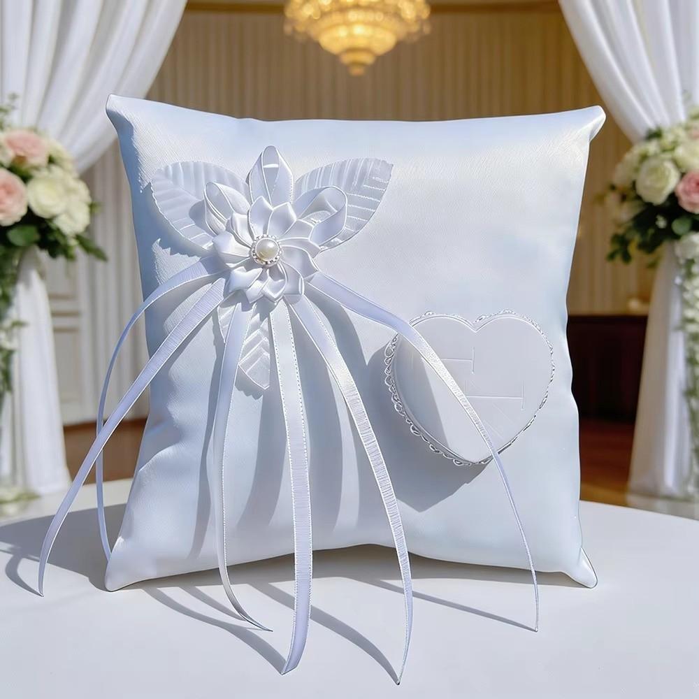 Polyester Wedding Ring Pillow Ribbon Decoration Wedding Ring Holder  Wedding Ceremony