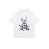 Oversized T Shirt Black Rock Hand Sign Print Casual Wear For Women