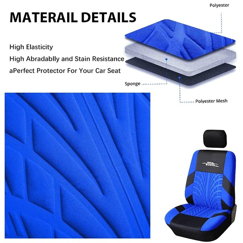 2/5pcs Car Seat Covers Set Universal Fit Most Cars Covers with Tire Track Embroidery Detail Styling Car Seat Protector