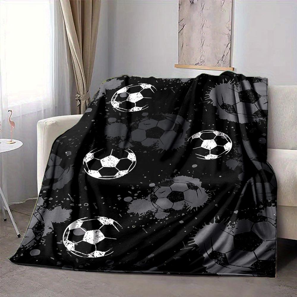 1pc Soccer Balls Blanket, Lightweight Flannel Throw Blanket for Sofa, Bed, Travel, Camping, Living Room, Office, Couch055