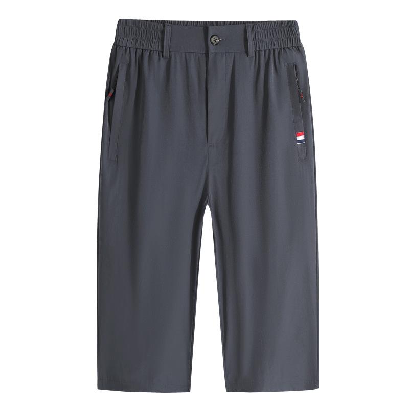 

Летние новые укороченные брюки мужские большого размера свободные шорты из ледяного шелка быстросохнущие спортивные пляжные брюки брюки средней длины дышащие брюки 8XL темно-серого