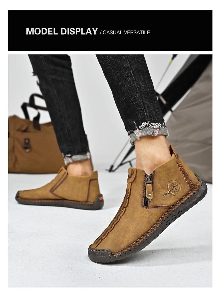 Herren Übergröße Reißverschluss Martin Boots - Herbst/Winter Lässig Outdoor Handgefertigt Genähte Stiefel