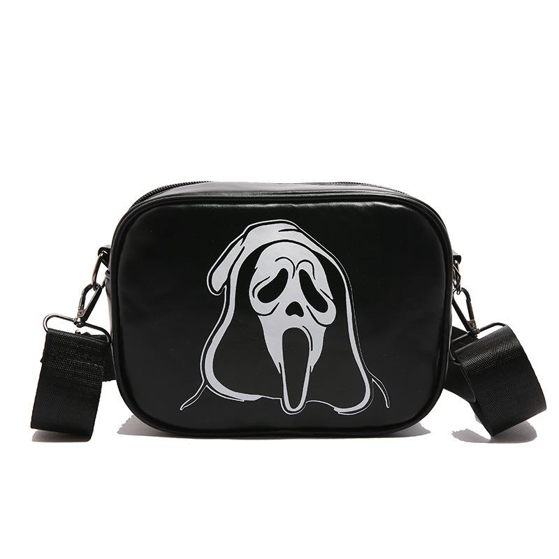 

Spring fine texture small bag women s new personalized skull small square bag wide shoulder strap fashion messenger bag