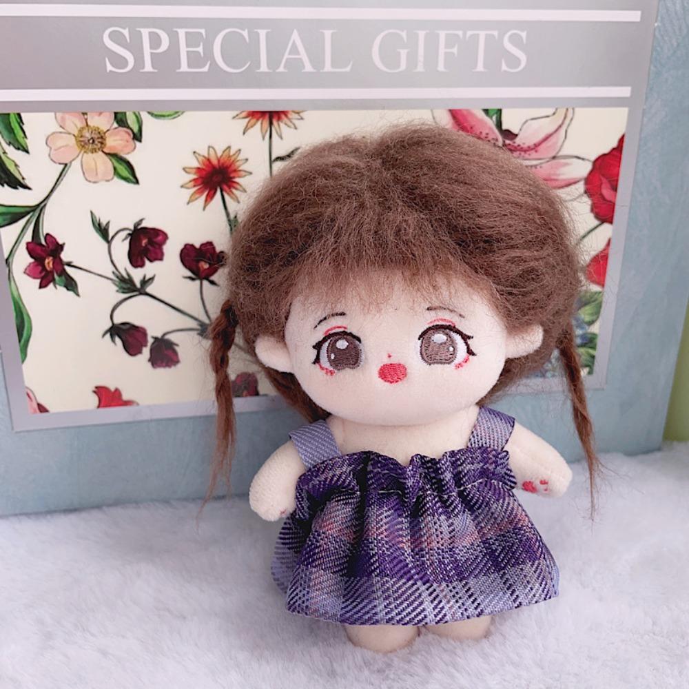 Lace Doll Clothes Dress Grid Plush Toys Clothes Toy Outfit 10cm Cotton Doll Clothes  Children Gift