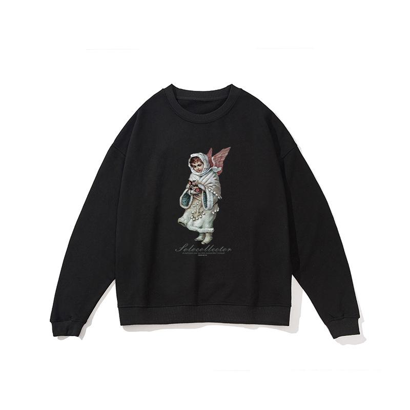 

Весенний топ с длинными рукавами, индивидуальный узор, повседневный мужской свитер, свободный наряд для пары XXL чёрный