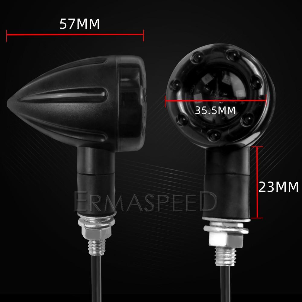 2/4Pc Universal 8mm Motorcycle LED Turn Signals Stop Brake Lights Bullet Amber Red Motorbike Indicators Scooter Front Rear