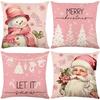 Christmas Pillow Case Pink Pillow Four-piece Set Sofa Cushion Seat Lumbar Support