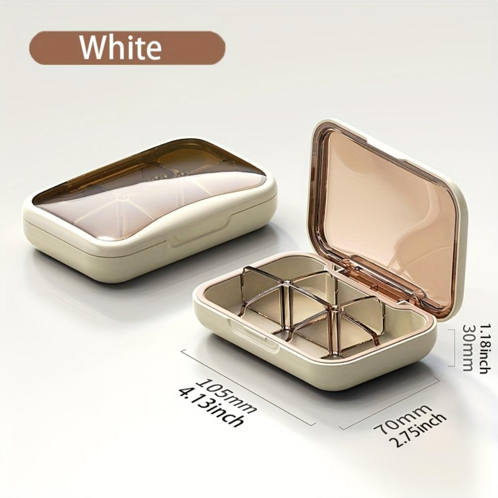 Portable Light-Resistant Daily Medication Organizer with 6 Compartments, Made from Materials Ideal for Outdoor Use or Travel