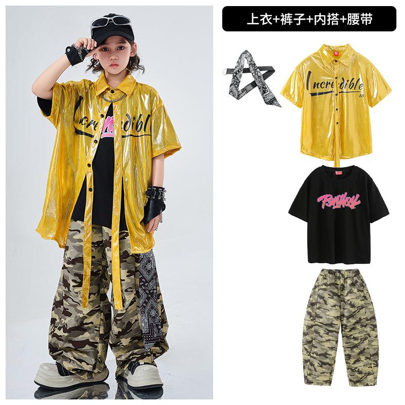 Children'S Hip-Hop Trendy Clothes Boys' Hip-Hop Fried Street Hiphop Performance Clothes Are Trendy And Cool Children'S Summer Two-Piece Short Sleeves