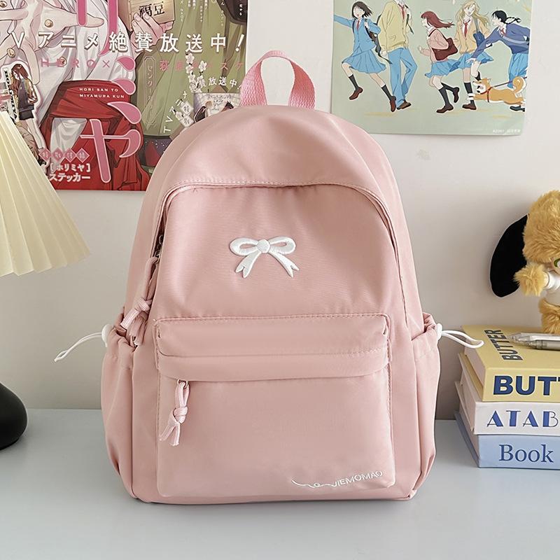 Schoolbag Wholesale High Value Bow Lightweight Small Backpack Japanese Ins Simple High School Student Schoolbag Versatile Backpack