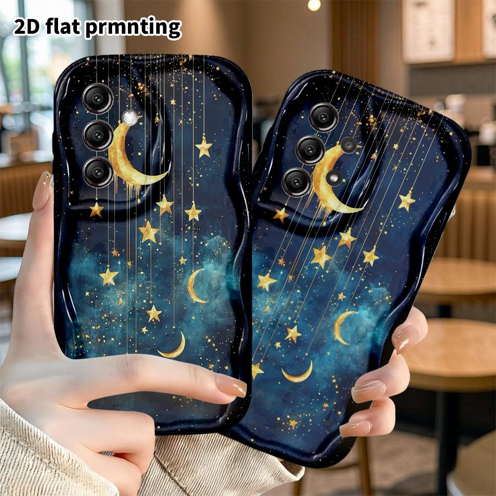 Phone case: 2D flat, suitable for Samsung Galaxy A34 A35 M05 M06 S20 S22 S21 FE Plus 5G protective cases, featuring hanging stars and moon, perfect ho