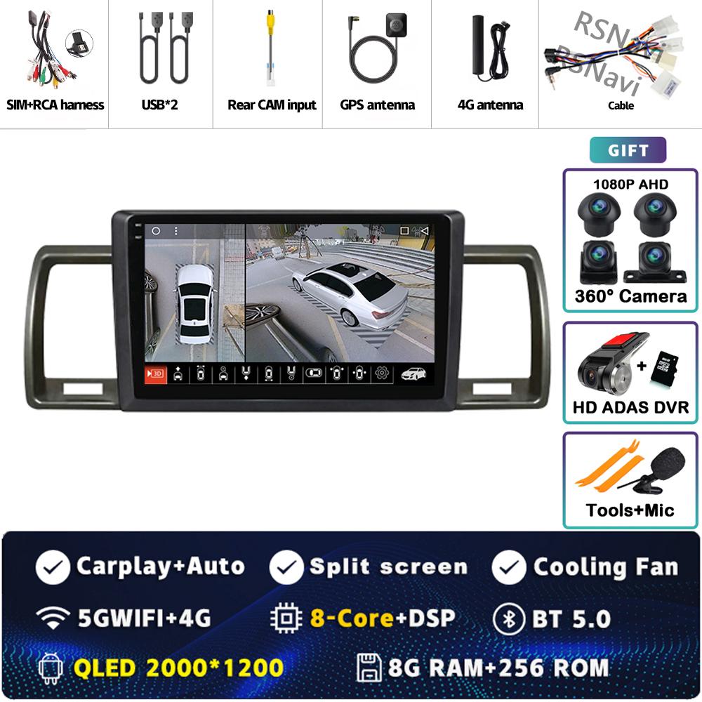 Android 14 Carplay Car Radio For Toyota Hiace 2004 - 2019 Multimedia Video Player Navigation GPS Stereo 2 Din Head Unit WIFI+4G