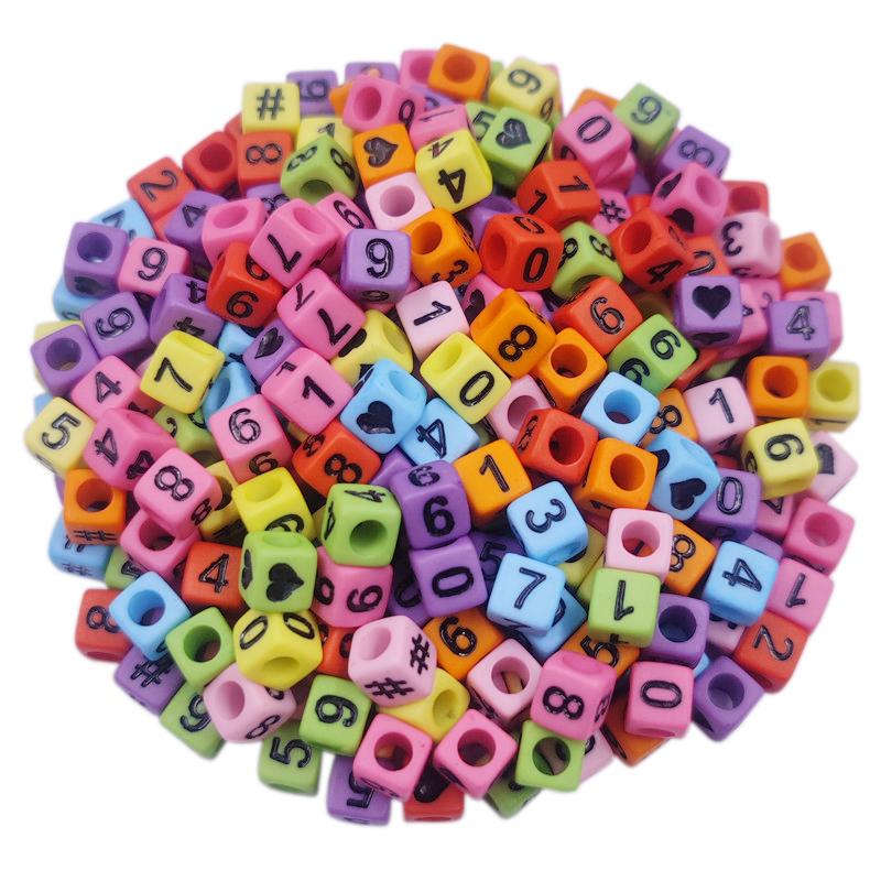 

Многоцветные буквы и цифры в форме сердца, квадратные свободные бусины, сделанные своими руками, браслет, изготовление ожерелья 6mm 50Pcs